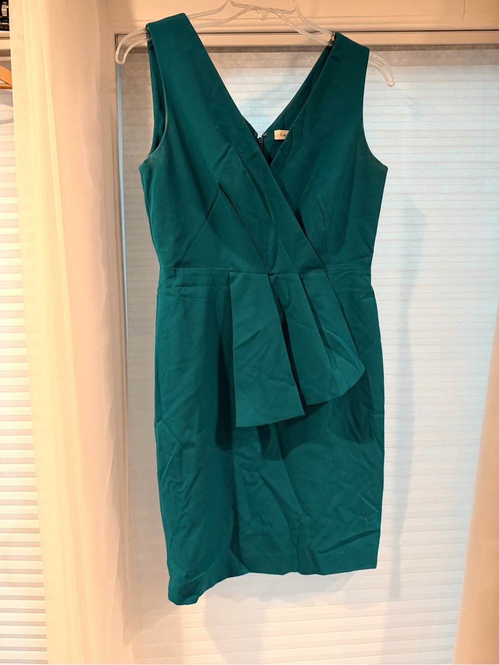Calvin Klein Teal Wrap-Front Midi Business Dress
